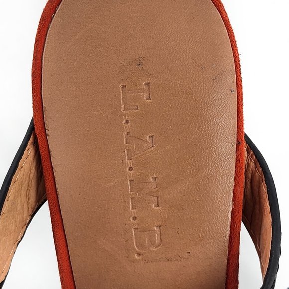 L.A.M.B. Suede Leather Platform Sandals Black Orange NEW - Picture 7 of 10